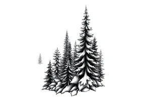 Coniferous forest tattoo sleeve black and gray tattoo idea