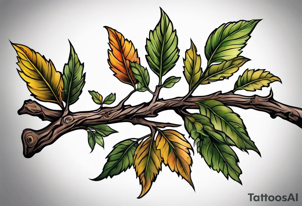 dry, dead branch with shadows tattoo idea