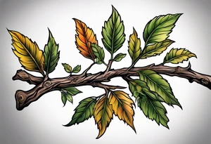 dry, dead branch with shadows tattoo idea