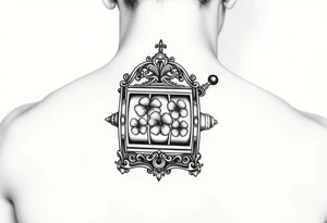 Ornate slot machine with three four leaf clovers tattoo idea