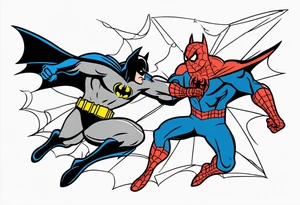 batman fighting spiderman tattoo idea
