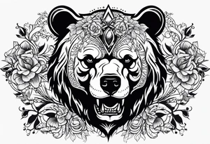 skeleton bears head gothic tattoo idea