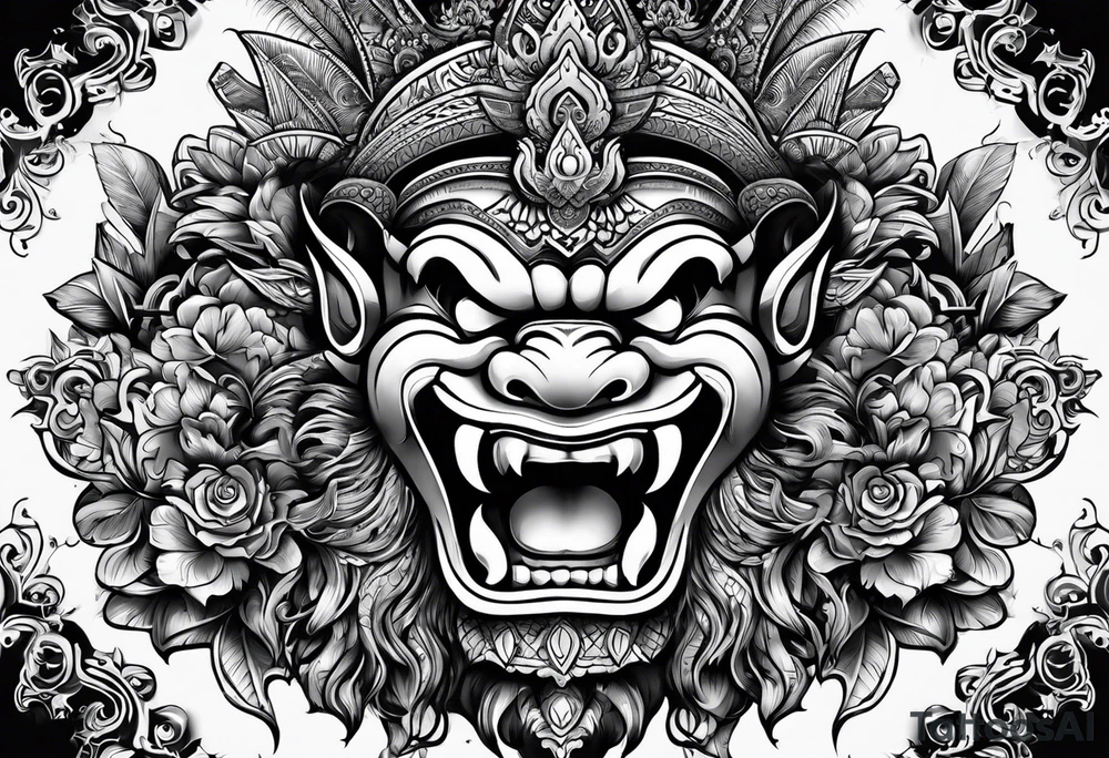 Barong bali teeth tattoo idea