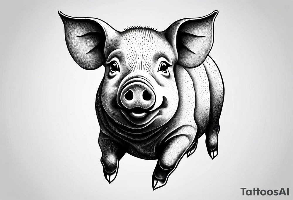 cute pig or piglet.
with text: "friends not food" 

only very thin lines. no shading. black and white only. simple outline only tattoo idea