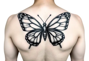Butterfly with wings made of the names Donovan and Damani with the body made out of the name Dalyla. tattoo idea