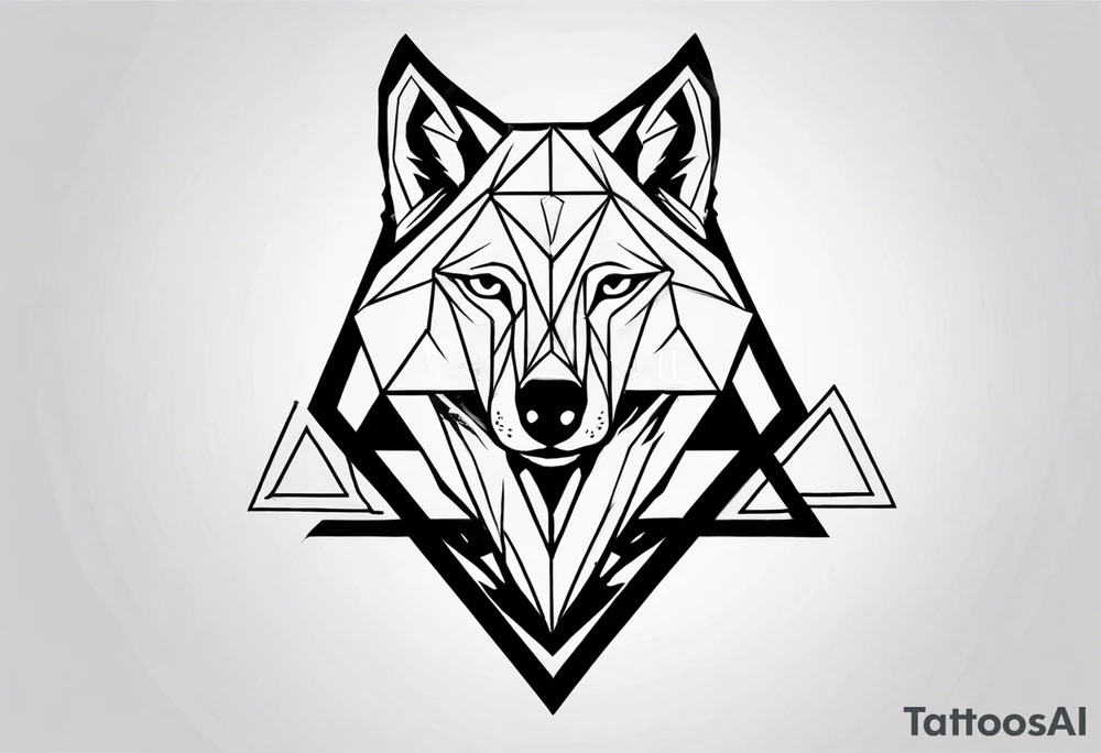 wolf head with a triangle shape in the background tattoo idea wolf head with a triangle shape in the background tattoo idea