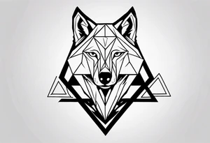 wolf head with a triangle shape in the background tattoo idea