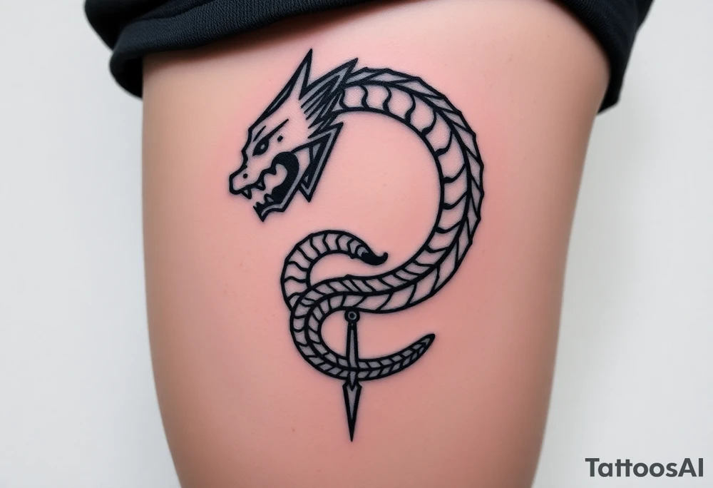 Ouroboros or dragon/serpent/snake eating its own tail tattoo idea