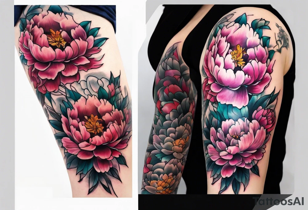 Peony garden ankle tattoo idea
