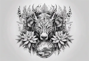 full stomach tattoo illimunati in the middle 
Nature tattoo idea