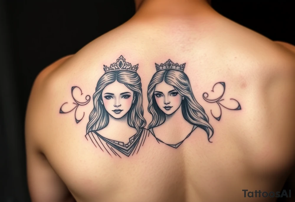 Two daughters as princesses tattoo idea