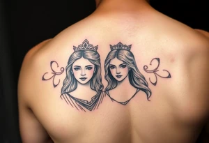 Two daughters as princesses tattoo idea