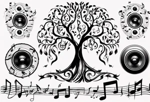 music speaker note tree stave notes tattoo idea