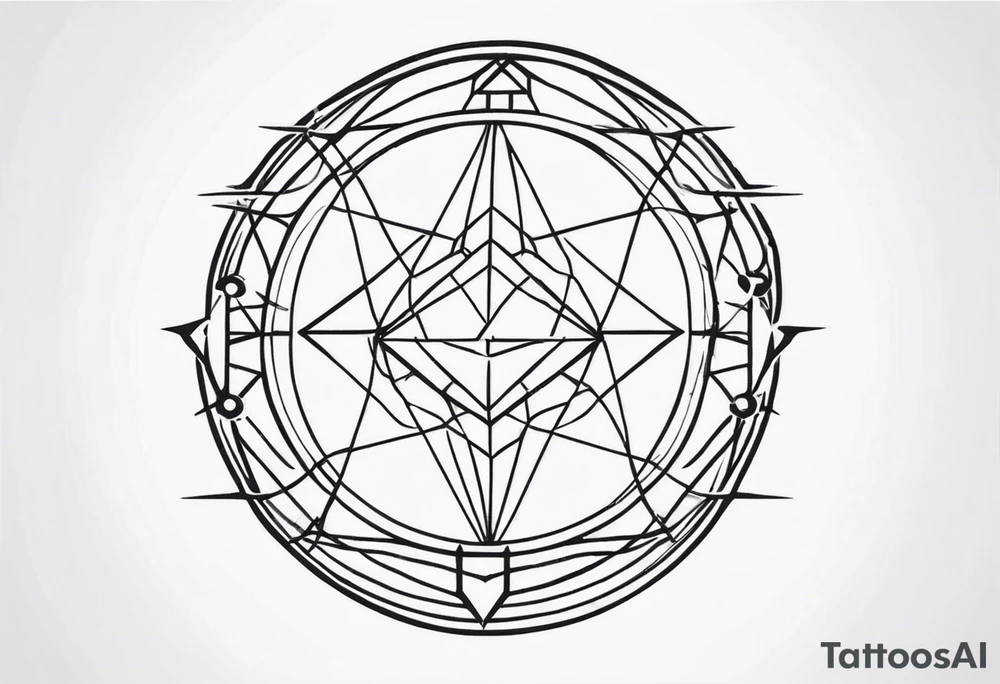 scientific symbol big delta inside a thin circle made of barbed chain elements tattoo idea