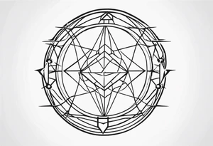 scientific symbol big delta inside a thin circle made of barbed chain elements tattoo idea