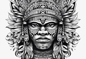 Aztec tribal sleeve tattoo idea