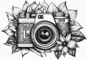sunflower, camera, flower rose , book tattoo idea