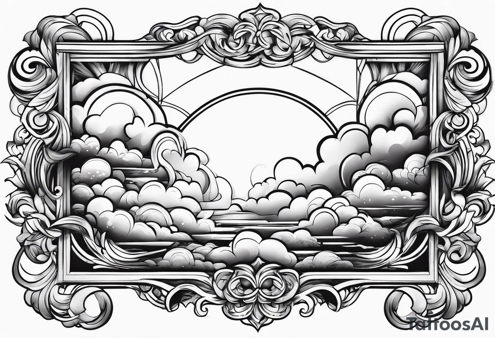 clouds swirl frame vignette tattoo idea