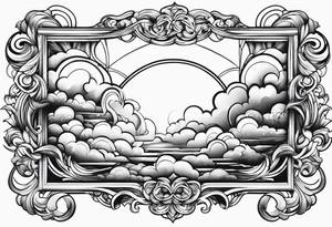 clouds swirl frame vignette tattoo idea