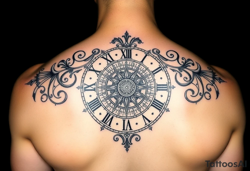 vintage roman numerals within ornate clockwork mechanism tattoo idea
