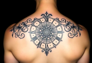 vintage roman numerals within ornate clockwork mechanism tattoo idea