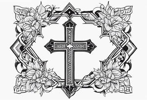 Simple cross tattoo with designs around it tattoo idea