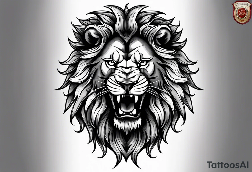 angry lion tattoo idea