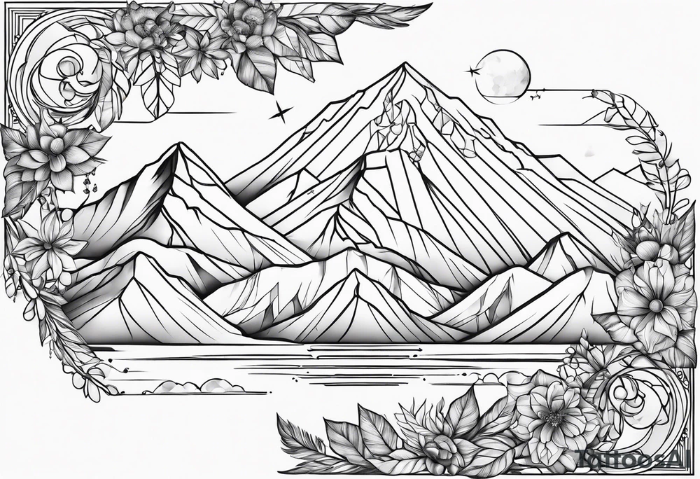 Sagittarius, cancer zodiac and mountain tattoo idea