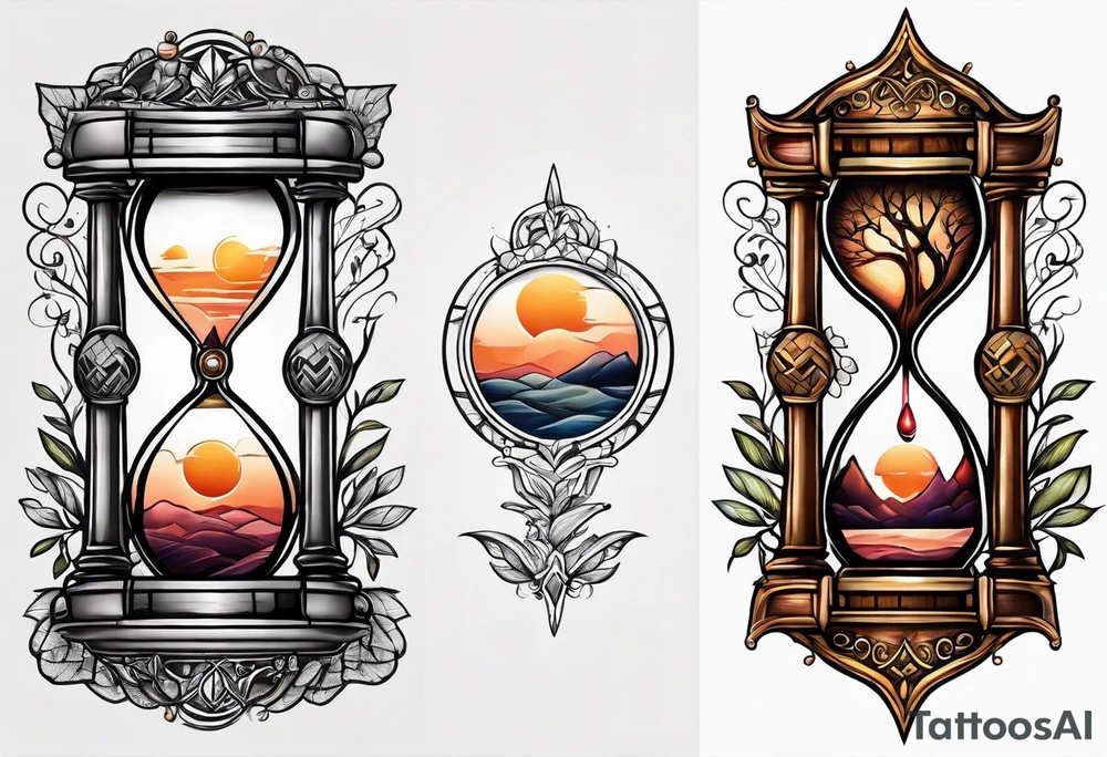 hourglass and tree of life tattoo idea