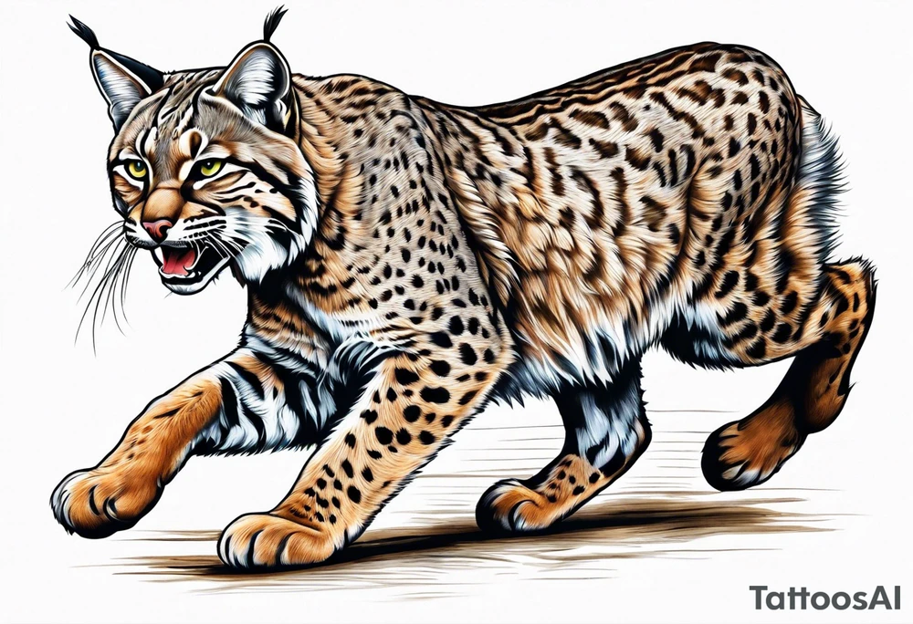 Bobcat running tattoo idea