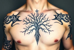 Tree withe crowns ate the end of the branches tattoo idea