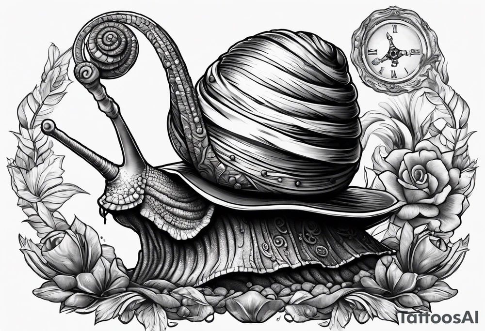 Snail wearing a pirate hat on its shell tattoo idea