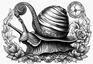 Snail wearing a pirate hat on its shell tattoo idea