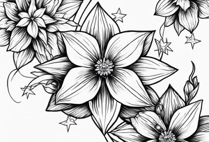 Larkspur, narcissus and stars tattoo idea