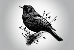 A very simple black only blackbird with no extraneous details. Use the Beatles song blackbird as inspiration. tattoo idea