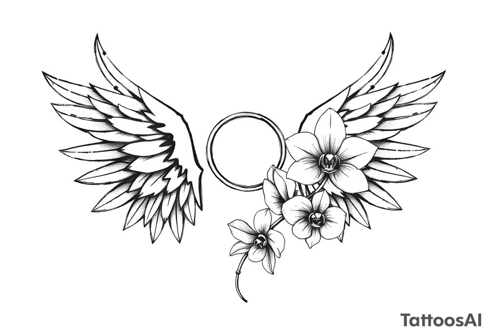 Wings with infinity loop inside and an orchid tattoo idea Wings with infinity loop inside and an orchid tattoo idea