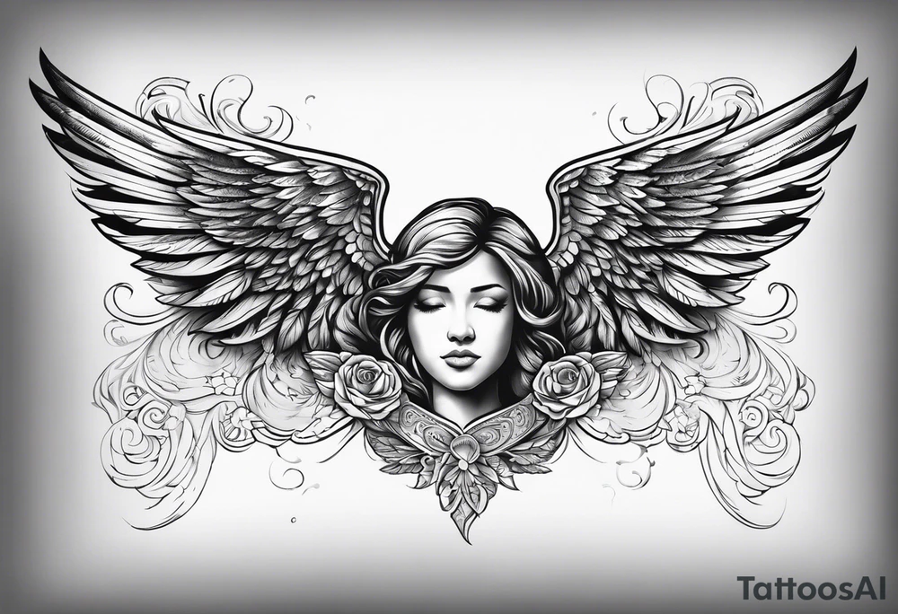 The word Glenn with angel Wings at the side tattoo idea