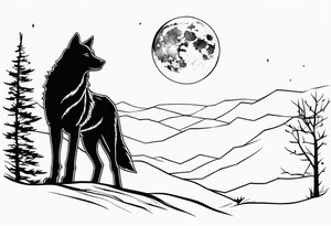 lone wolf staring at the moon, lonely but wise tattoo idea