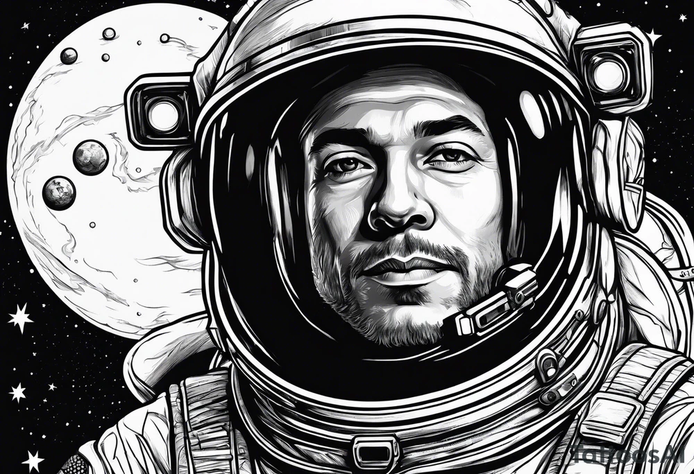 Astronaut floating in space without a helmet tattoo idea