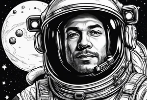 Astronaut floating in space without a helmet tattoo idea