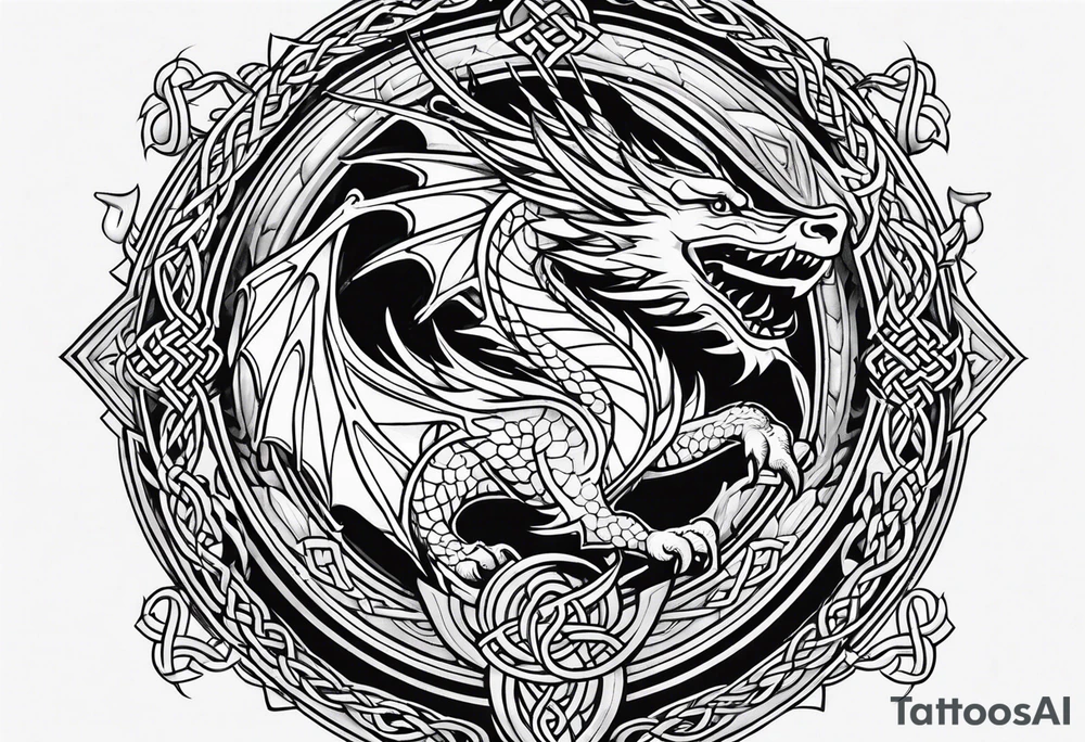 celtic mythology simple dragon tattoo idea