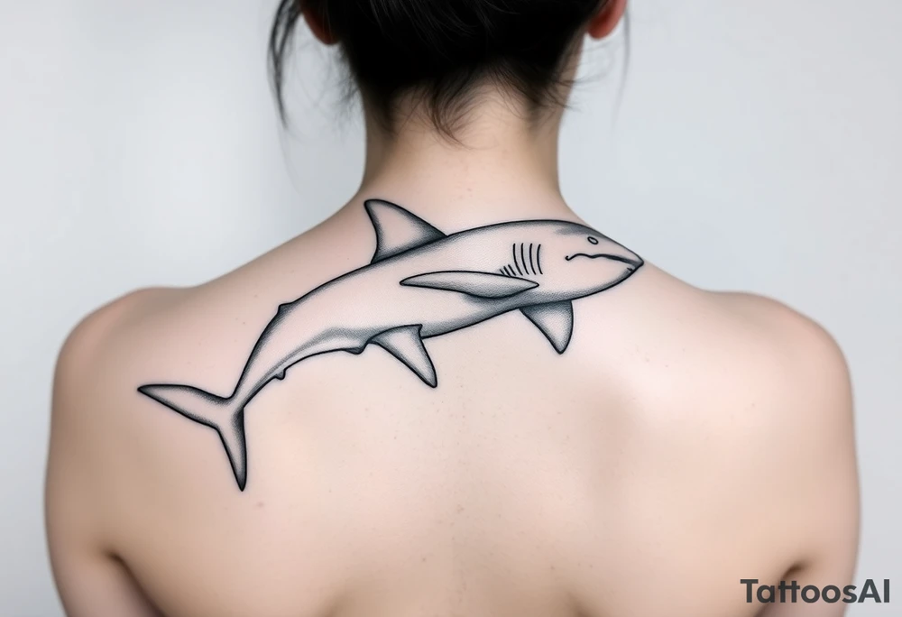 one lemon shark one whale shark going laterally up the spine tattoo idea