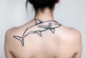 one lemon shark one whale shark going laterally up the spine tattoo idea