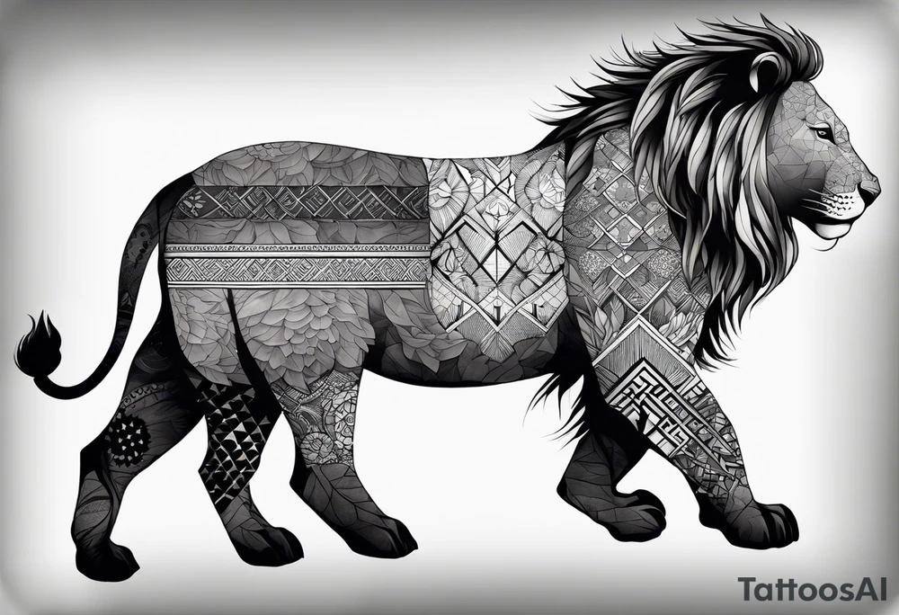 Very asymmetrical, +geometric pattern, with realistic full moon, with hippo at side look, +tribal, +geometric, +inkart , +blackwork, +grey scale, + sketch
with wintersweet flower bud, +inkart touch, +for men, detailed , combined favourite , superimposed lion fur tattoo idea