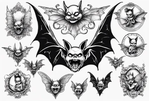 Bat with a fairy on top of it tattoo idea