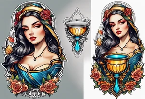 Female saint holding a chalice tattoo idea