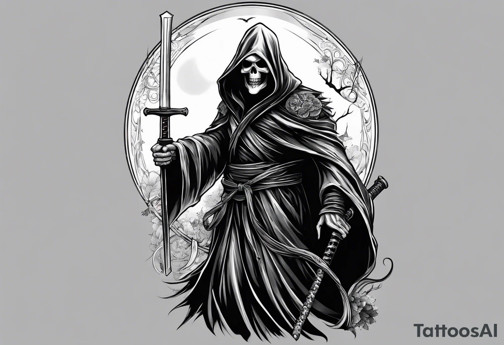 grim reaper with katana tattoo idea
