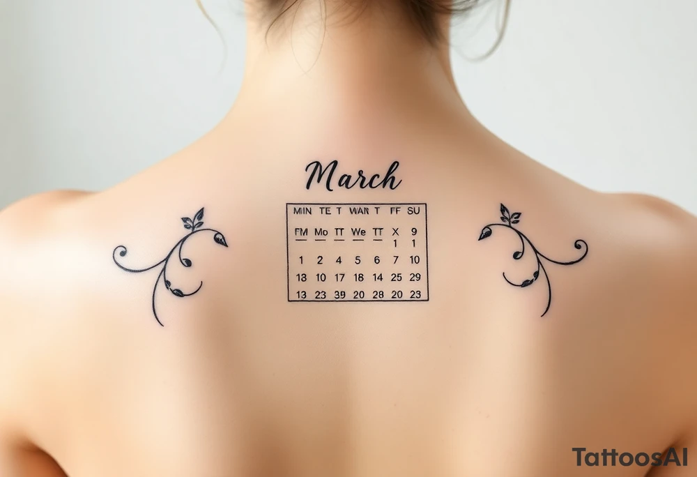 A calendar with 11th March tattoo idea