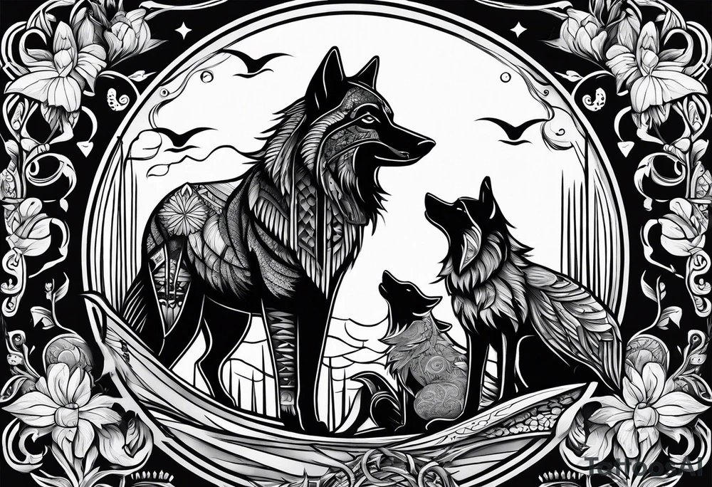 A loon and a wolf tattoo idea