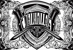 Valhalla sword shield axe heaven tattoo idea